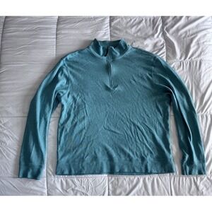 Biltmore Green Long Sleeve Polo Shirt Size Large 100% cotten 1/4 Zip Golf EUC